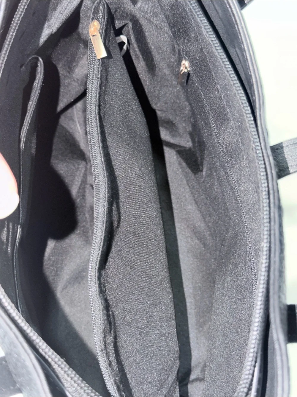 Structured Croc-Embossed Faux Leather Black Tote Bag with Gold Hardware - Picture 9 of 13